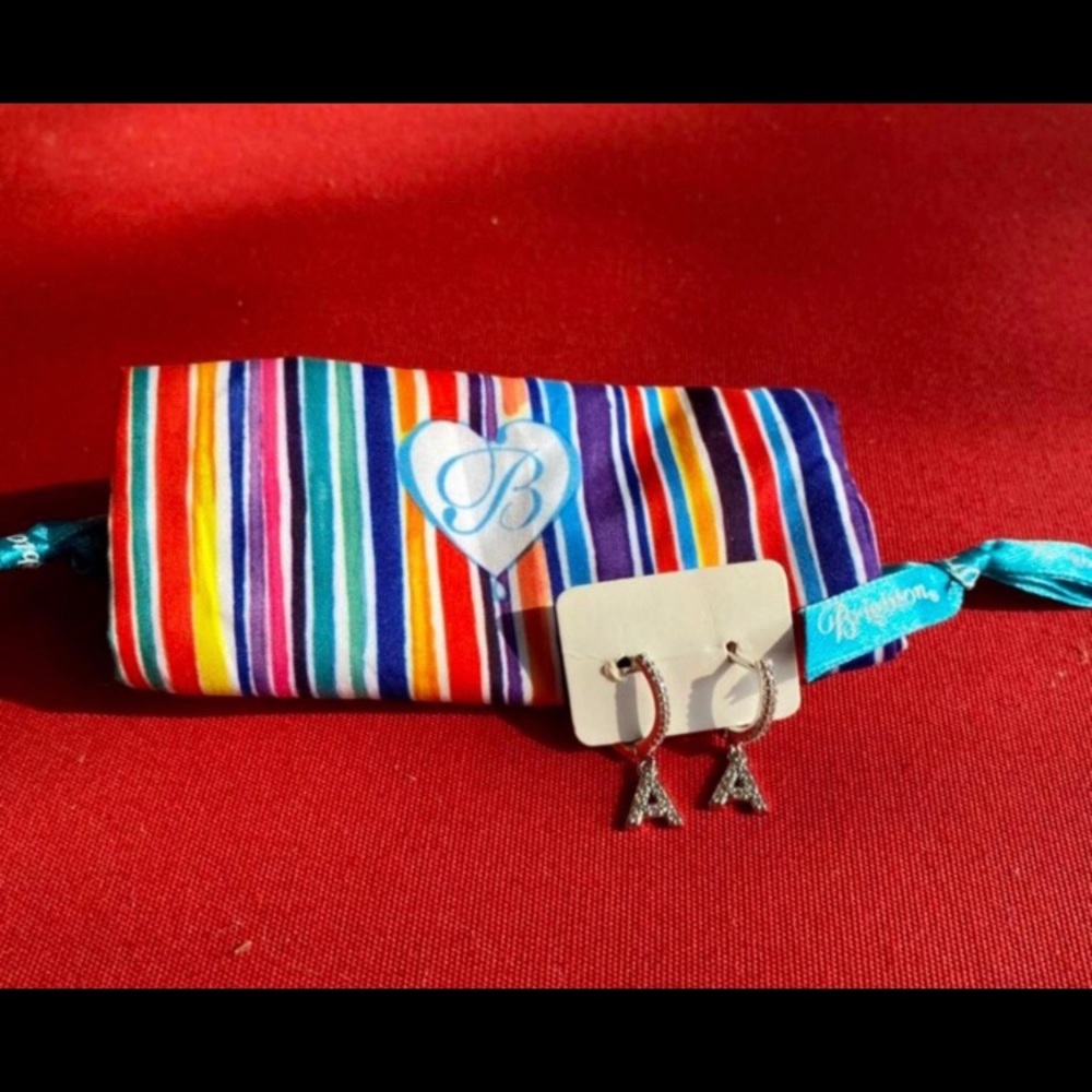 Brighton cubic zirconia sparkle earrings letter A